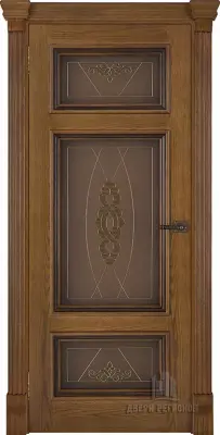 Двери шпон Мадрид витраж Мираж (широкий фигурный багет) Дуб Patina Antico