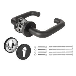 Комплект Fuaro (Фуаро) дверных ручек с накладками под цилиндр FR.DH57.0219 NE (DH-0219 NE) 9x140 мм, BL-24 черный