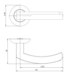 Ручка Ajax (Аякс) раздельная R.JR54.SIGMA (SIGMA JR) SN/CP-3 матовый никель/хром 140мм