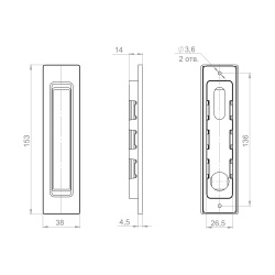 Ручка Punto (Пунто) для раздвижных дверей SH.SLQ152.010 (Soft LINE SLQ-010) CP хром