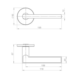 Ручка Ajax (Аякс) раздельная R.JSR51.APOLO SN-3 матовый никель