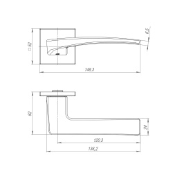 Ручка Punto (Пунто) раздельная K.ARC.Q52.LOTUS SSC-16 сатин.хром