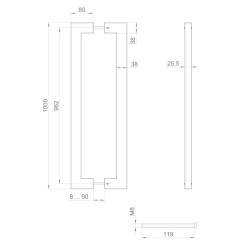 Ручка-скоба Fuaro (Фуаро) PULL.PH38/1000.26 INOX 304 (PH-26-38/1000-INOX) BLACK